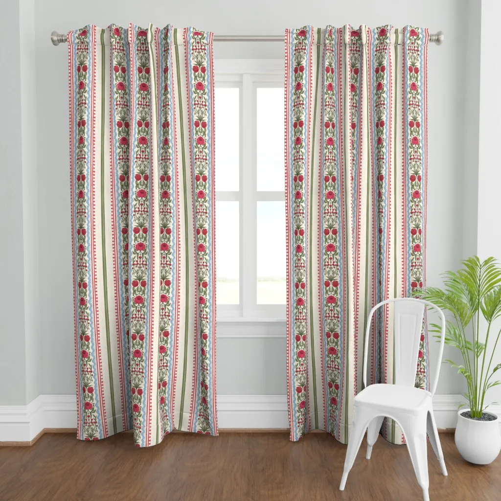 Indian Block Print Floral Curtain Panel - Pink product