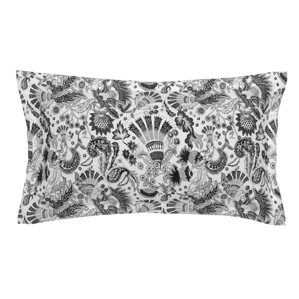 Indian Block Print King Size Pillow Sham - Black product