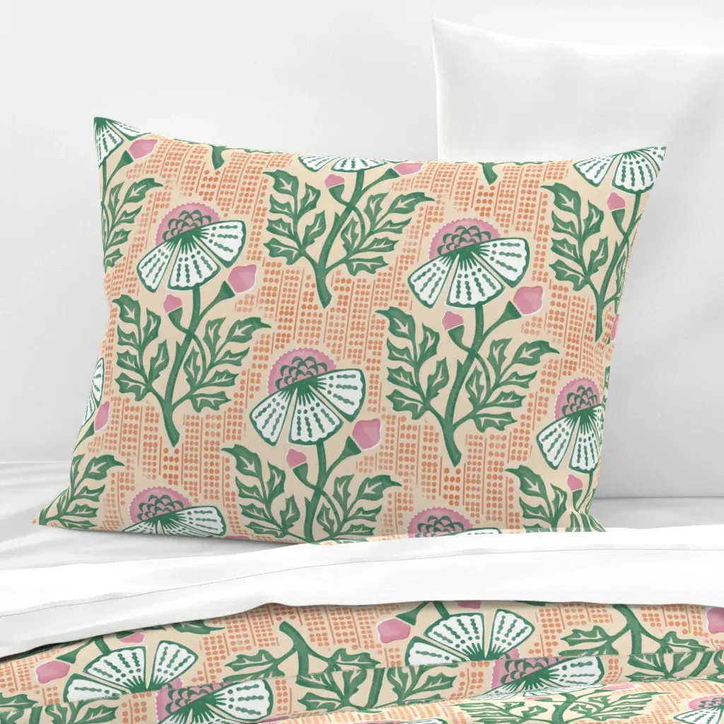 Indian Block Print Standard Knife Edge Cushion Cover - Pink, Cotton Sateen product