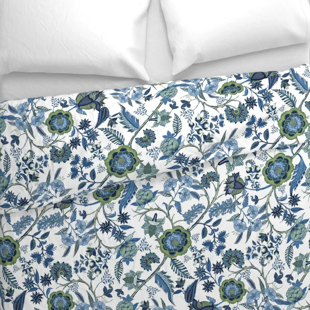 Indian Chinoiserie Chintz Duvet Cover - Blue alternate view