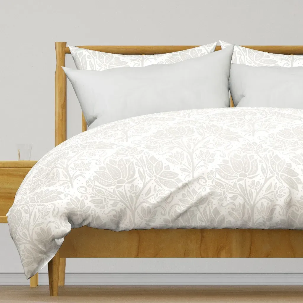 Indian Floral Block Print Duvet Cover - Light Gray product