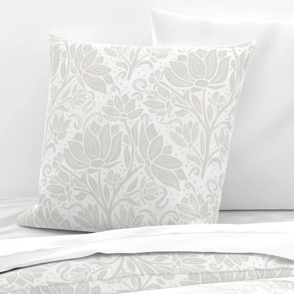 Indian Floral Block Print Euro Pillow Sham - Light Gray product