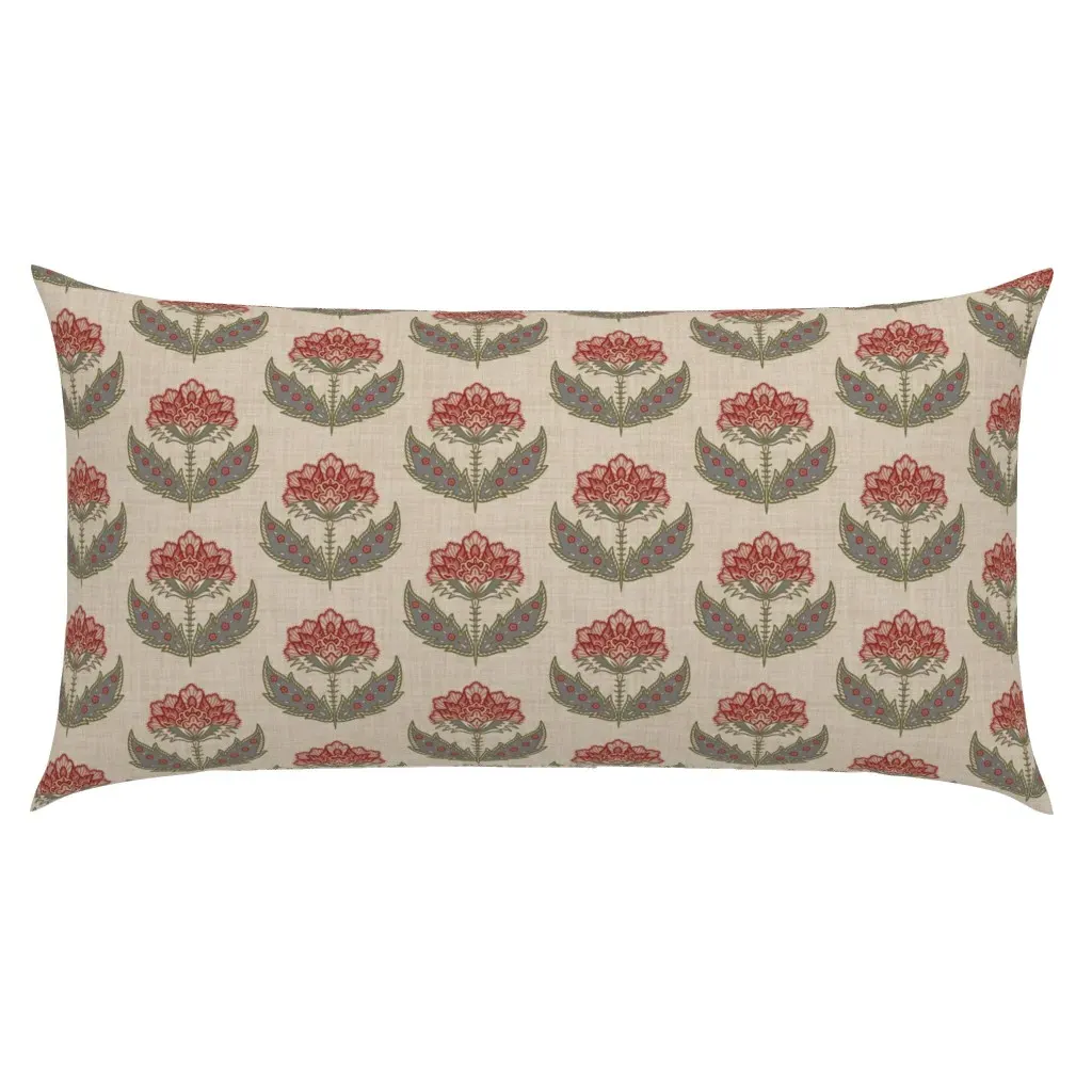 Indian Floral Chintz King Pillow Sham - Red, Linen product