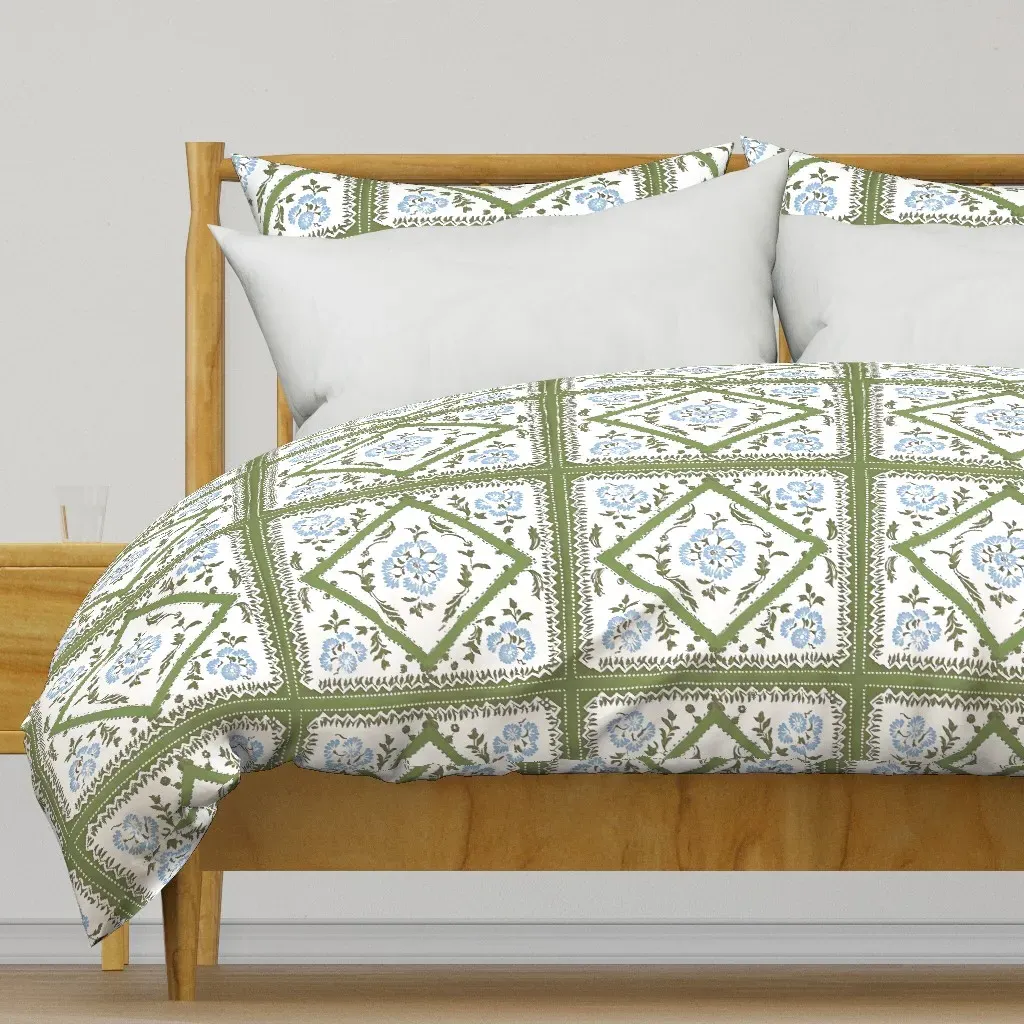 Indian Patchwork Duvet Cover - Olive Green product
