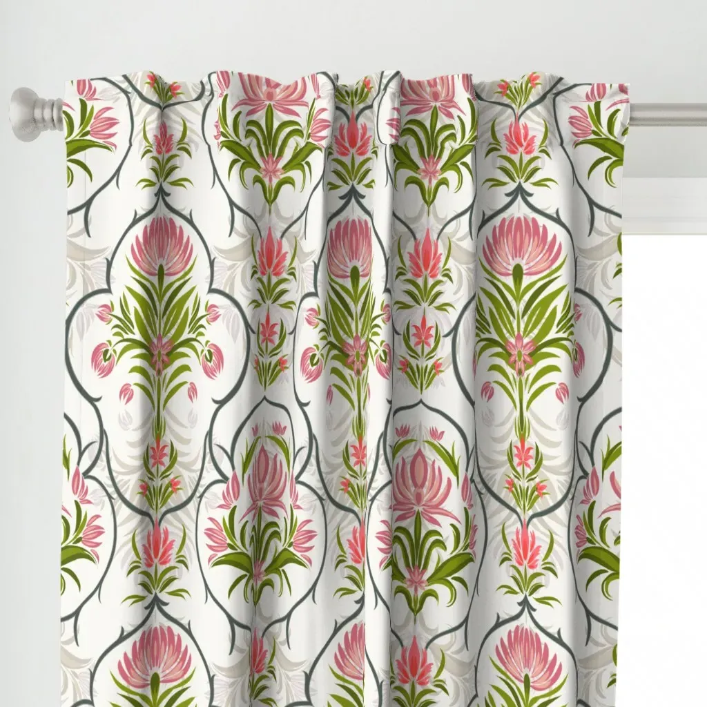 Indian Royal Art Damask Curtain Panel - Pink alternate view