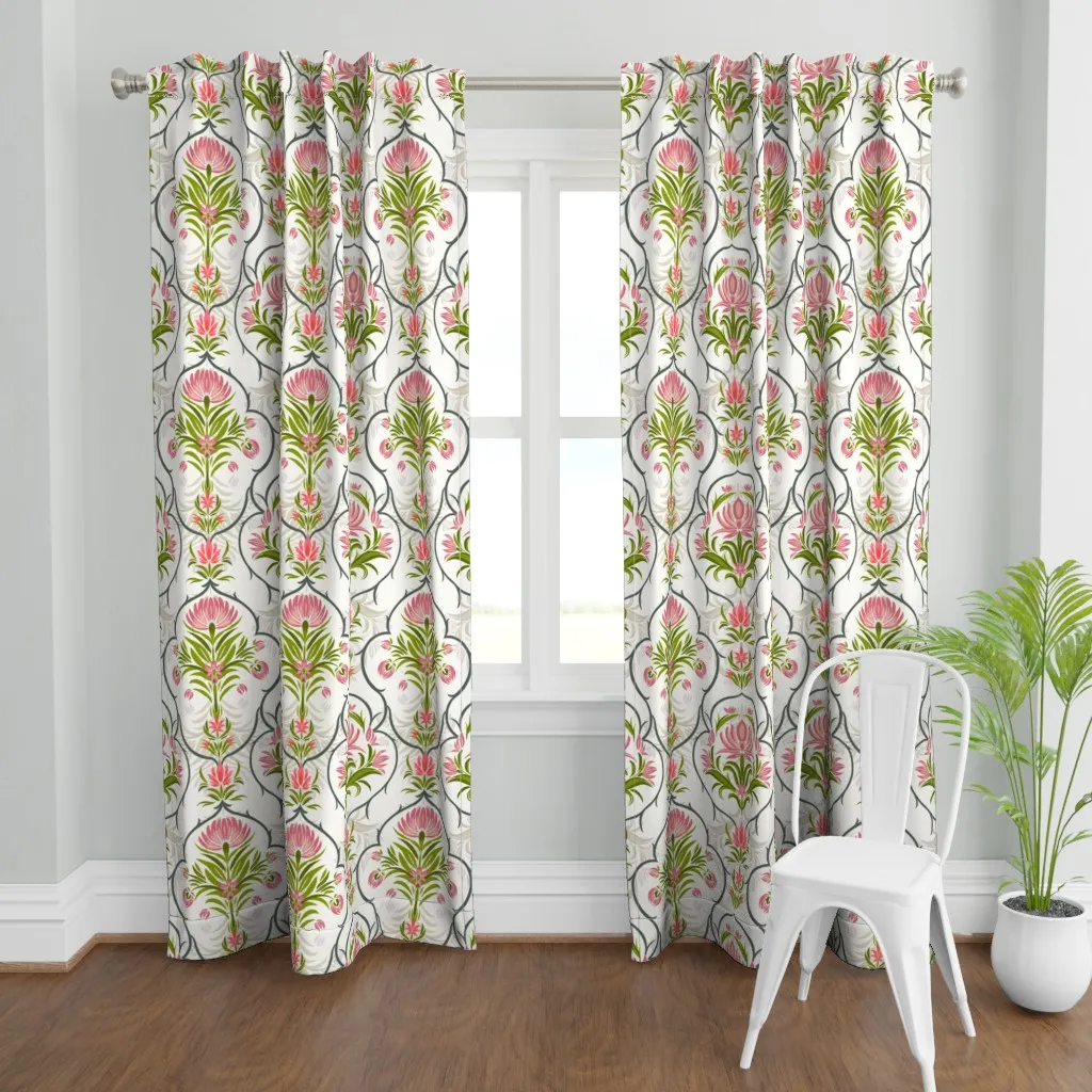 Indian Royal Art Damask Curtain Panel - Pink product