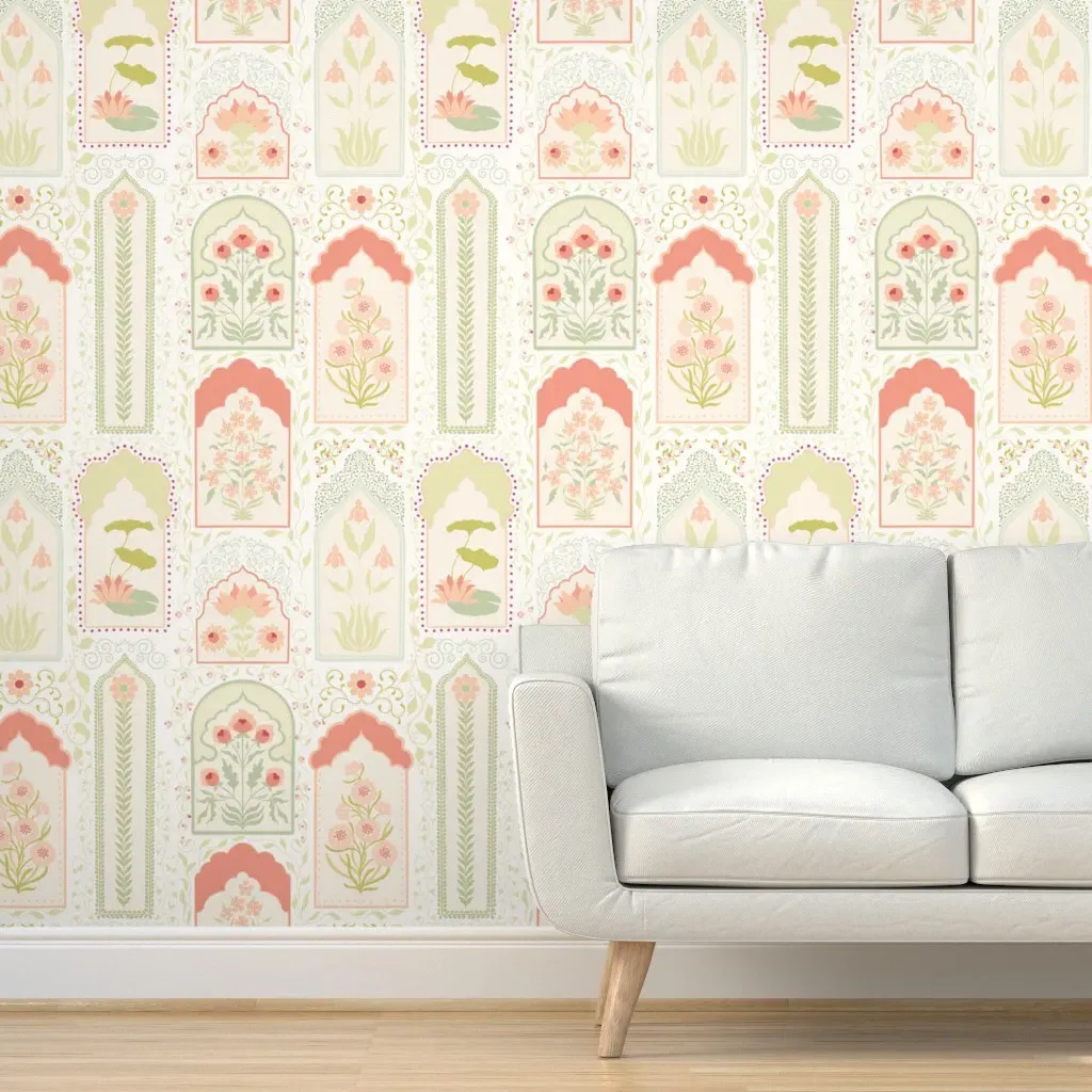 Indian Wildflower Collage Peel and Stick Wallpaper - Peach product