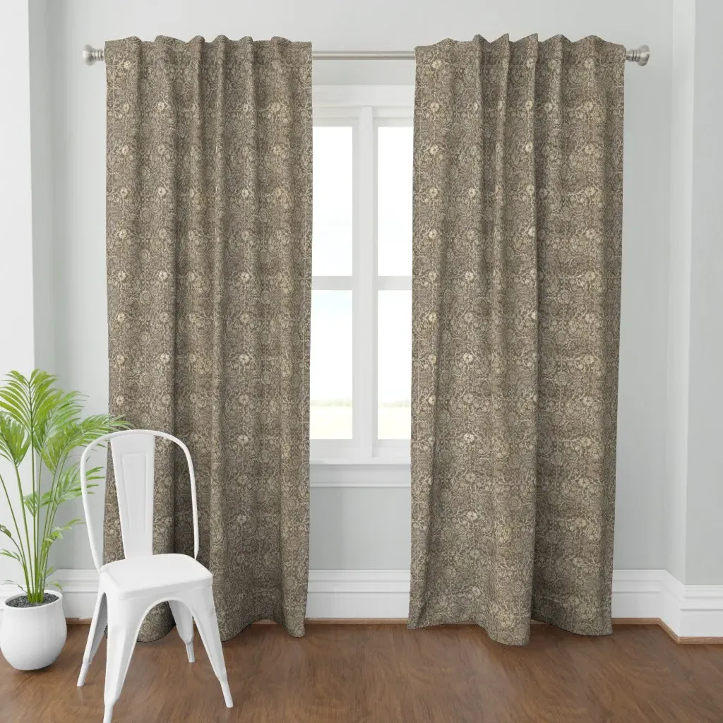 Indian Woodblock In Gold Curtain Panel - Beige product