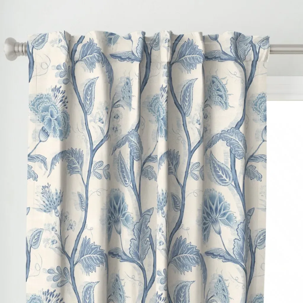 Indienne Vine Large Curtain Panel - Blue alternate view