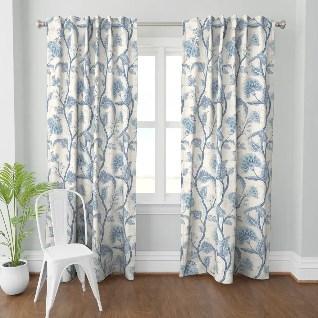 Indienne Vine Large Curtain Panel - Blue product