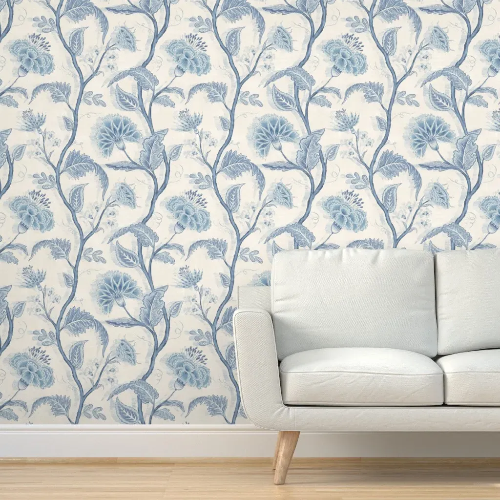 Indienne Vine Peel and Stick Wallpaper - Soft Blue product