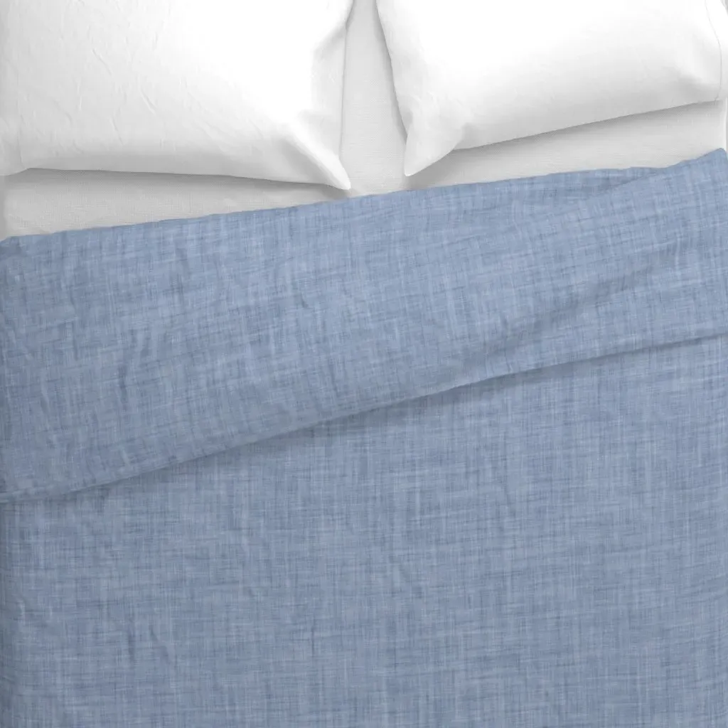 Indigo Blue Solid Linen Duvet Cover - Light Blue alternate view