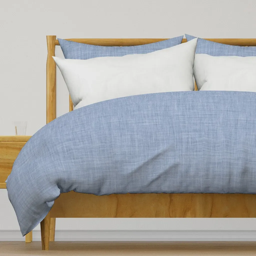 Indigo Blue Solid Linen Duvet Cover - Light Blue product