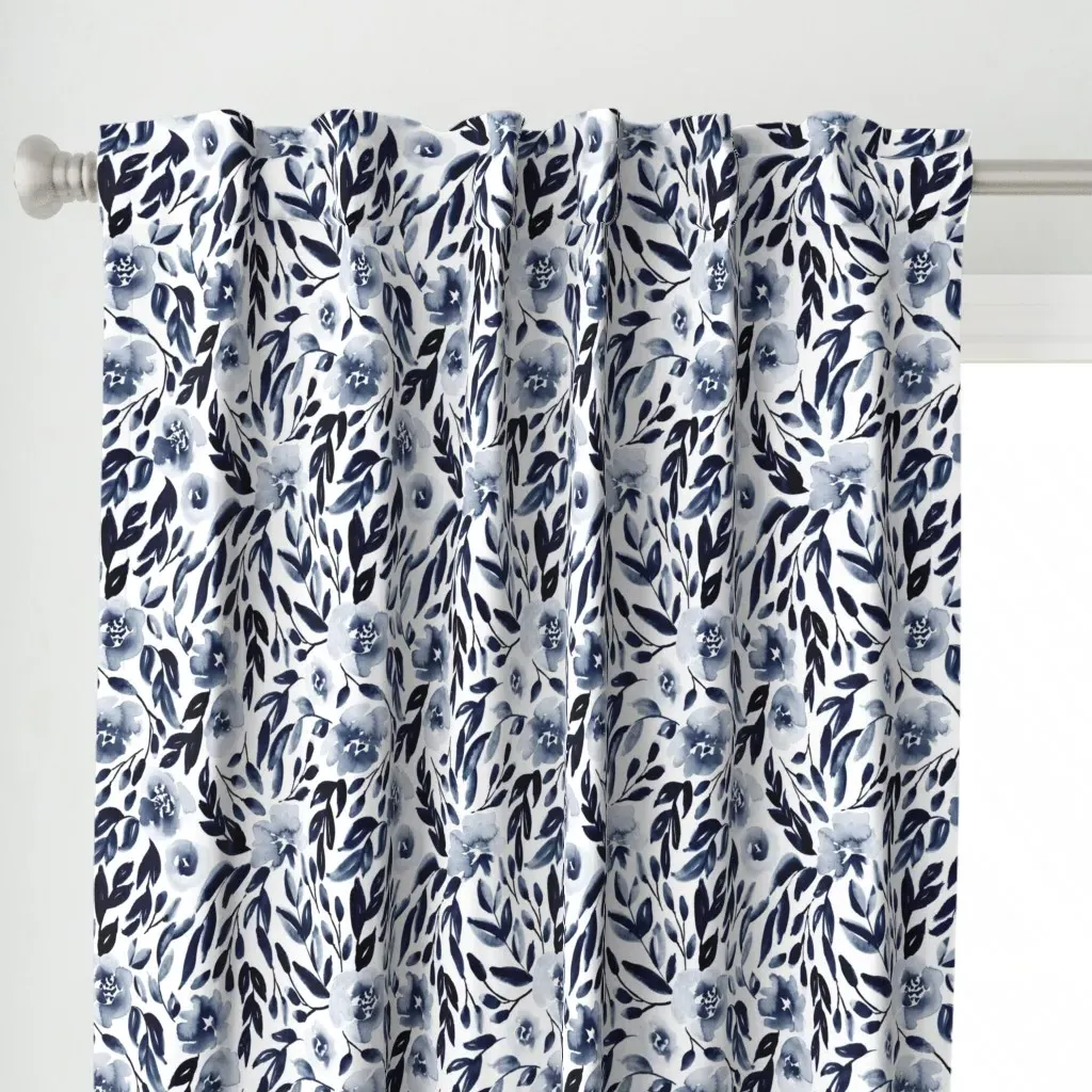 Indigo Blue Trellis Curtain Panel - Indigo alternate view