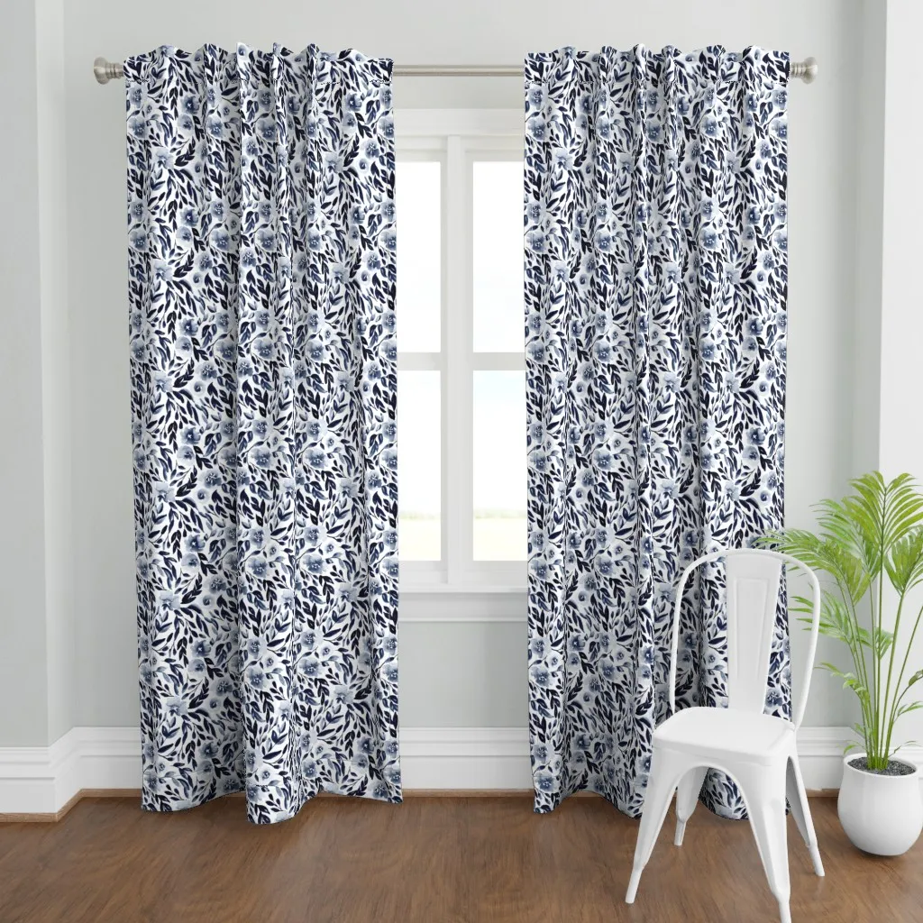 Indigo Blue Trellis Curtain Panel - Indigo product