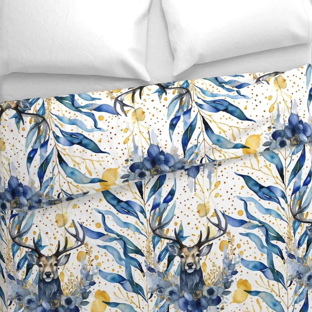 Indigo Gold Stag Duvet Cover - Blue alternate view