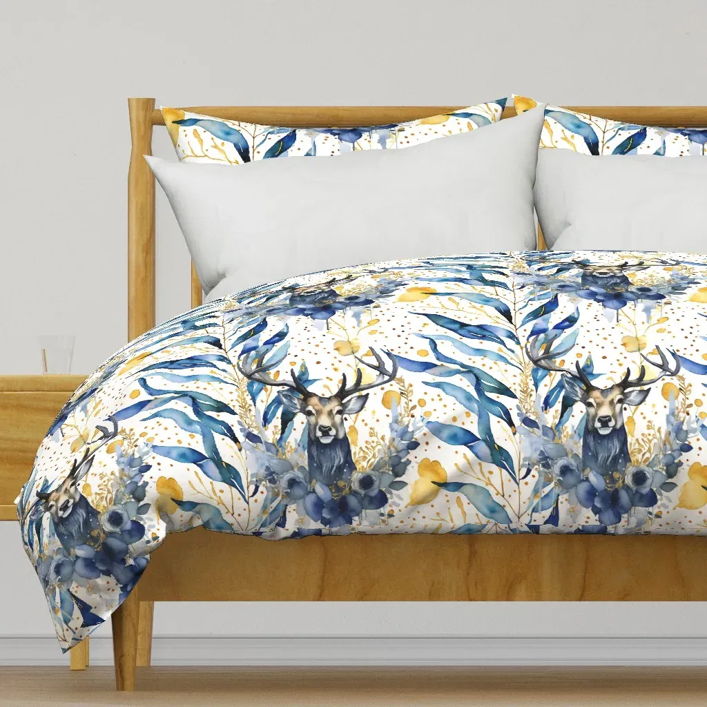 Indigo Gold Stag Duvet Cover - Blue product