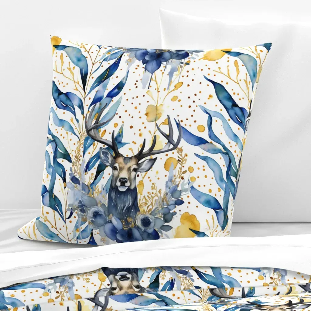 Indigo Gold Stag Euro Pillow Sham - Blue product