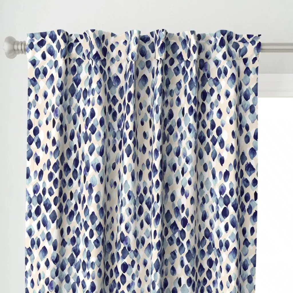 Indigo Rain Curtain Panel - Navy Blue alternate view
