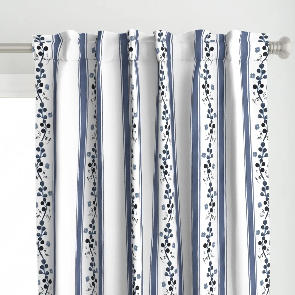 Indigo Watercolor Curtain Panel - Indigo alternate view