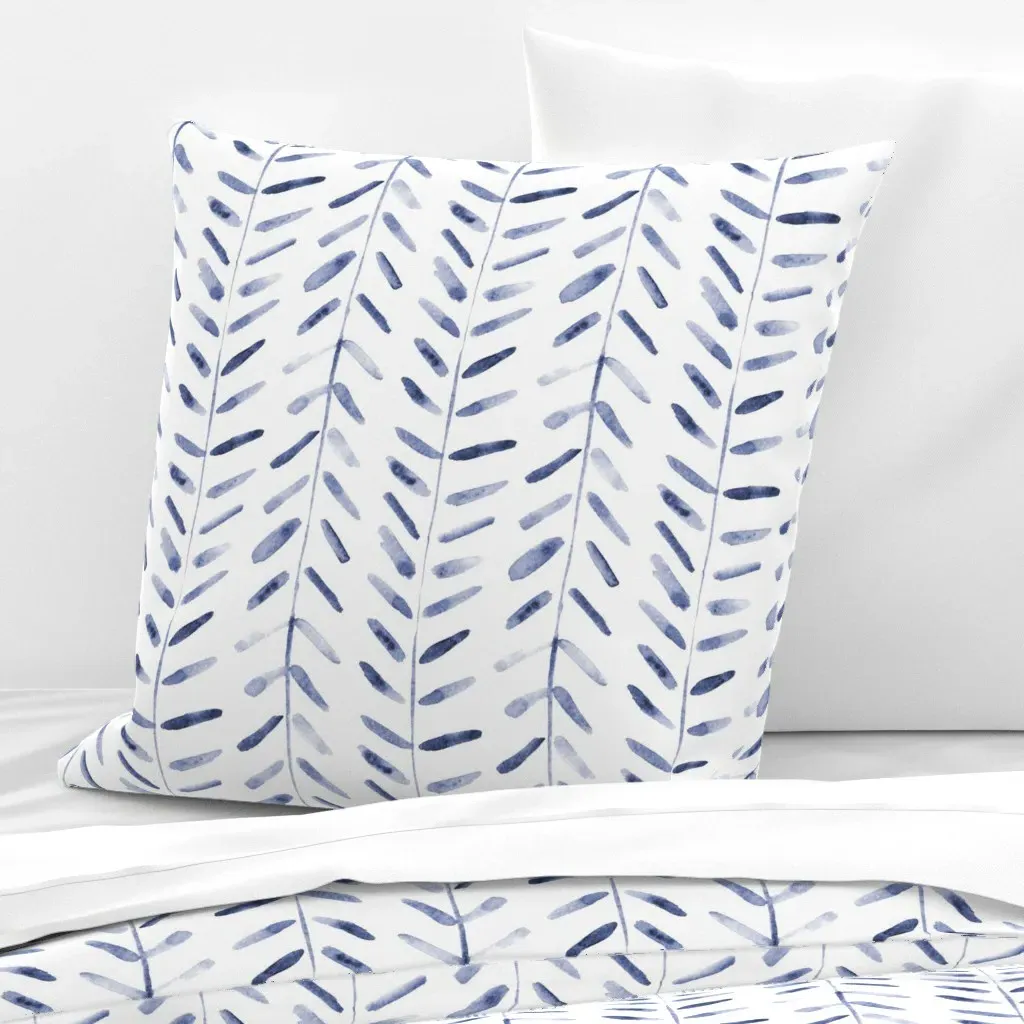 Indigo Watercolor Herringbone Euro Pillow Sham - Indigo product