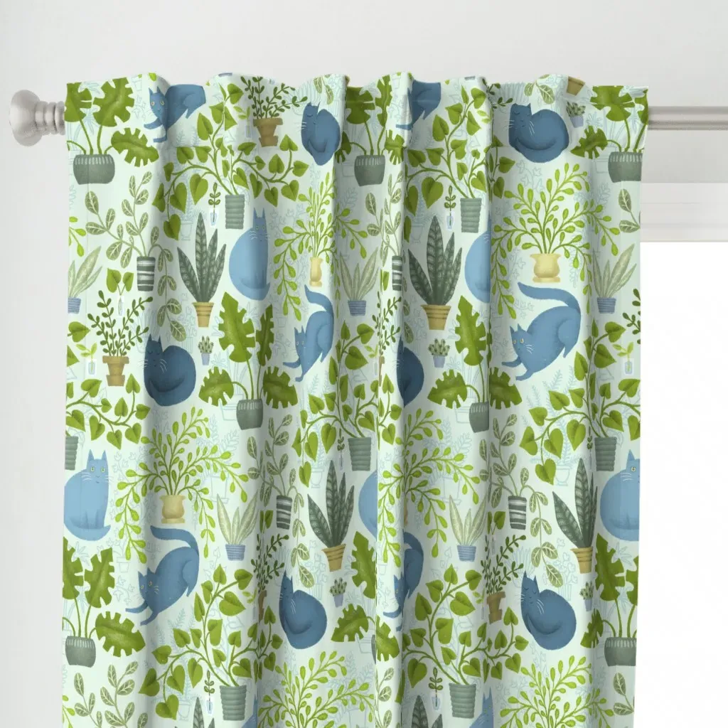 Indoor Jungle Large Curtain Panel - Blue alternate view