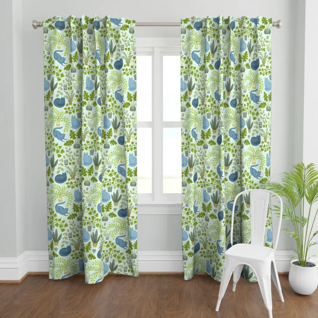 Indoor Jungle Large Curtain Panel - Blue product