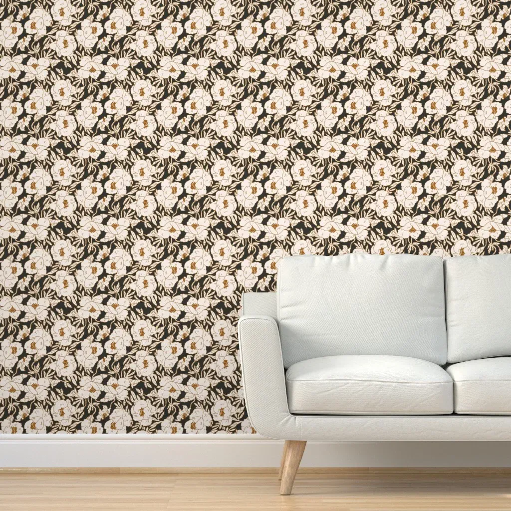 Indra Poppy Dark Peel and Stick Wallpaper - Cream product