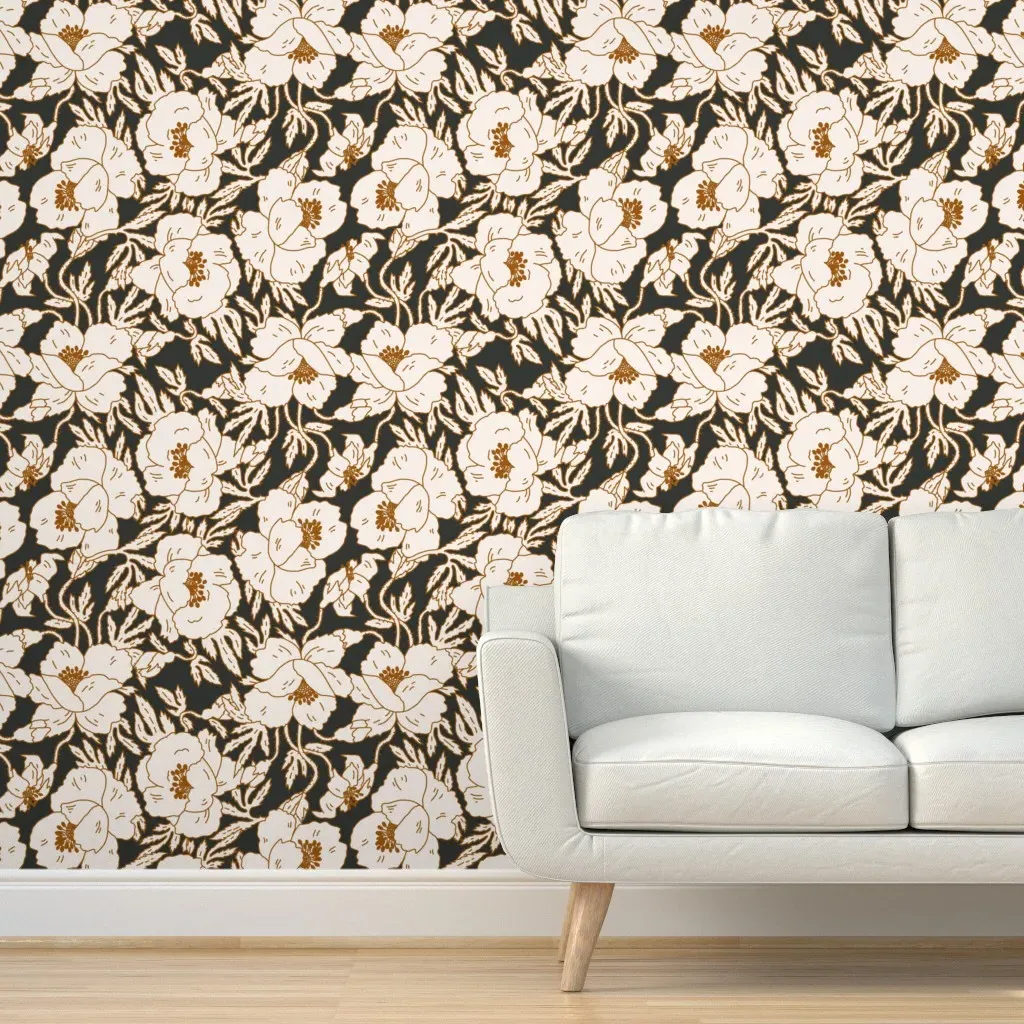 Indra Poppy Dark Peel and Stick Wallpaper - Off-White product