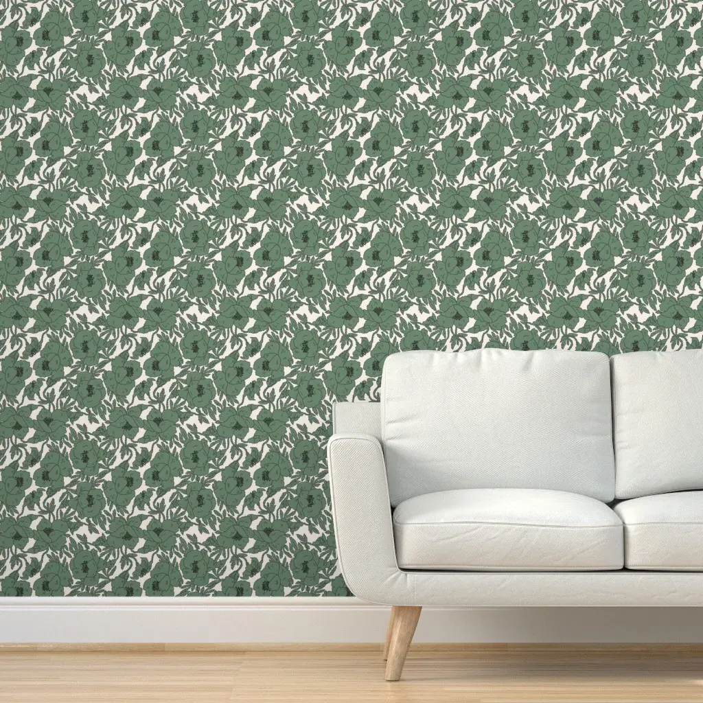 Indra Poppy Sage Peel and Stick Wallpaper - Green product