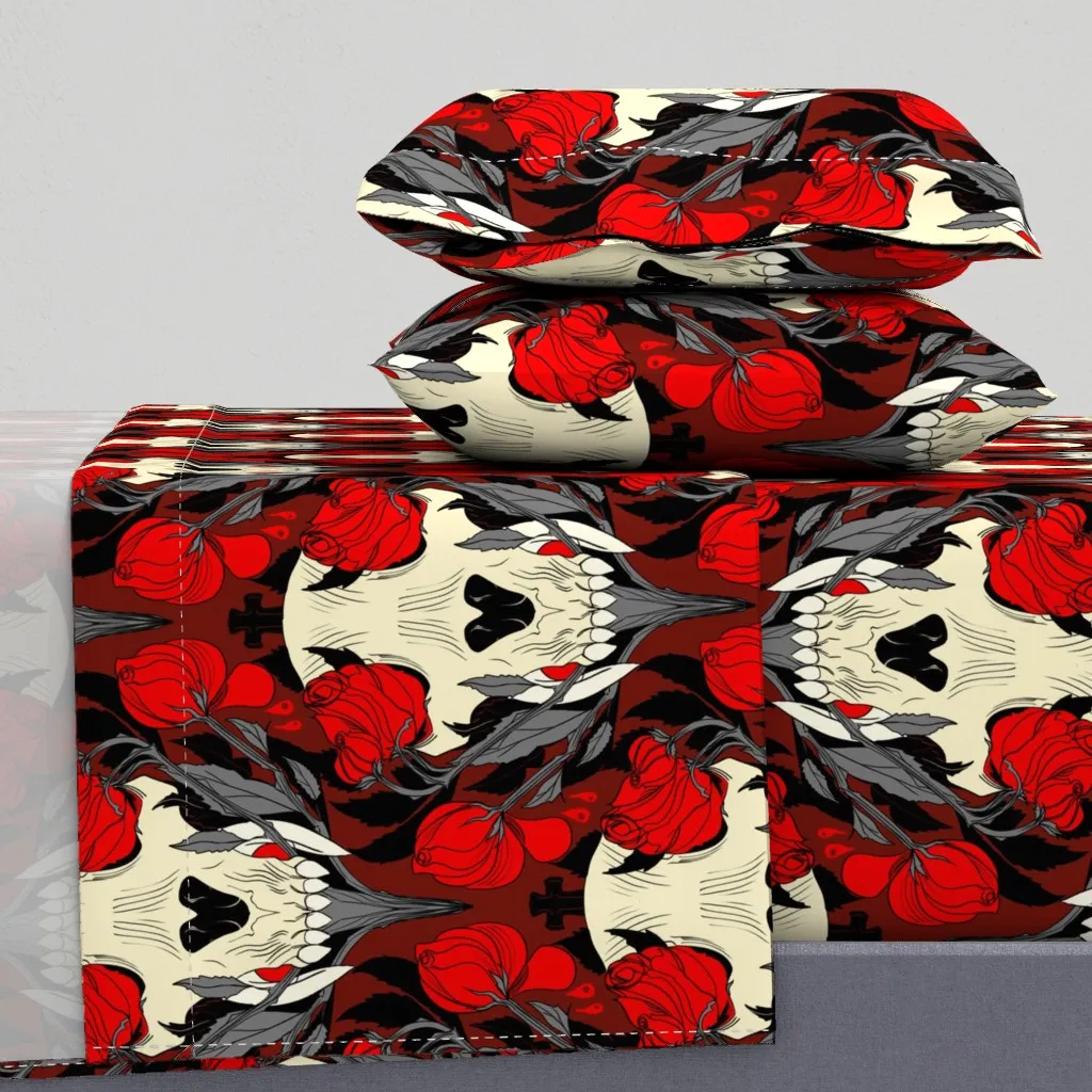 Indulgent Goth Vampire Pattern Cal King Sheet Set - Red product