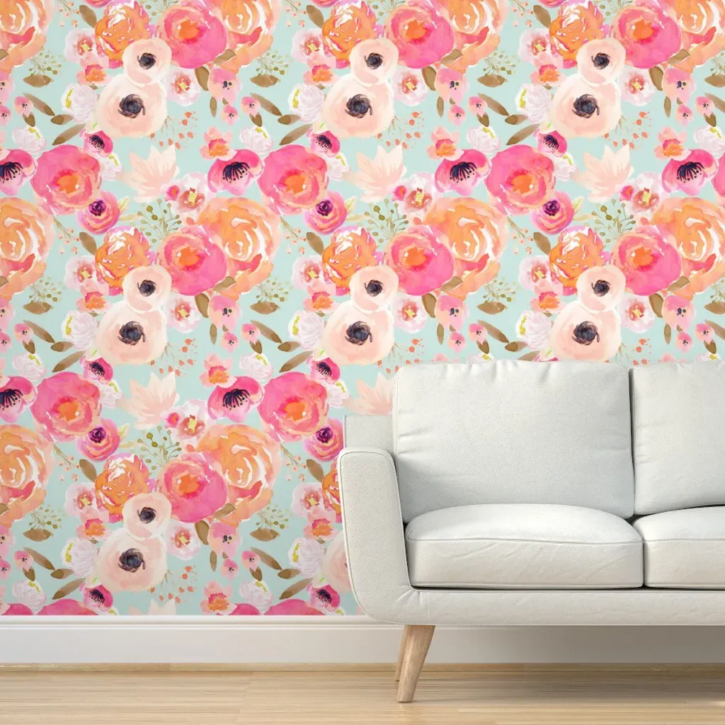 Indy Bloom Blush Florals Peel and Stick Wallpaper - Pink, Blue product