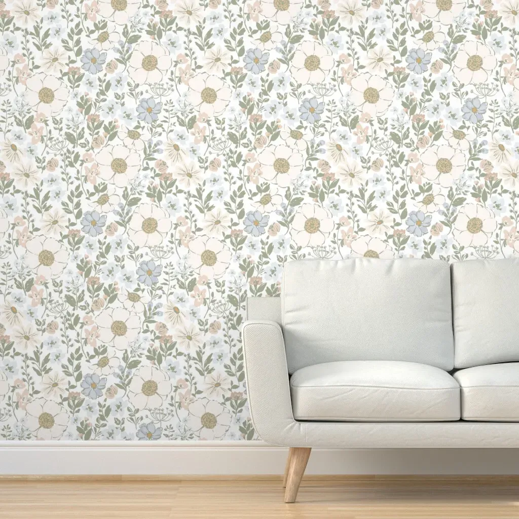 Indy Bloom Peony Wild Garden Peel and Stick Wallpaper - Off-White product