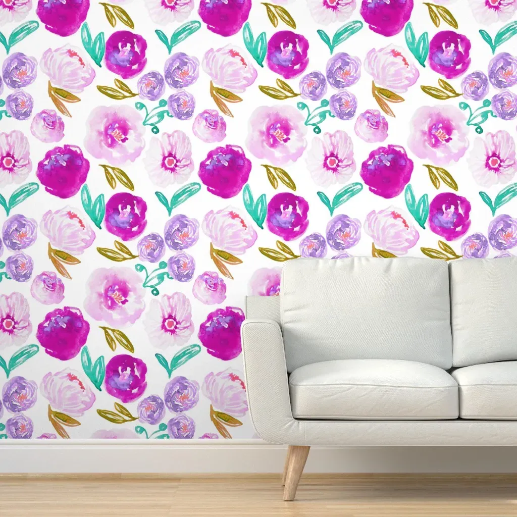 Indy Bloom Poppy Peel and Stick Wallpaper - Pink, Purple, Yellow product