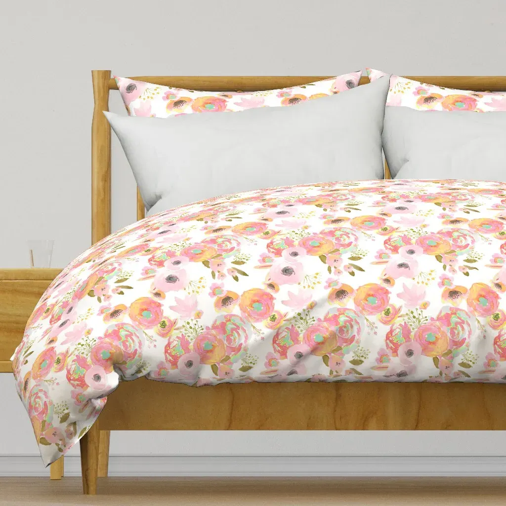 Indy Bloom Rainbow Florals Duvet Cover - Pink product