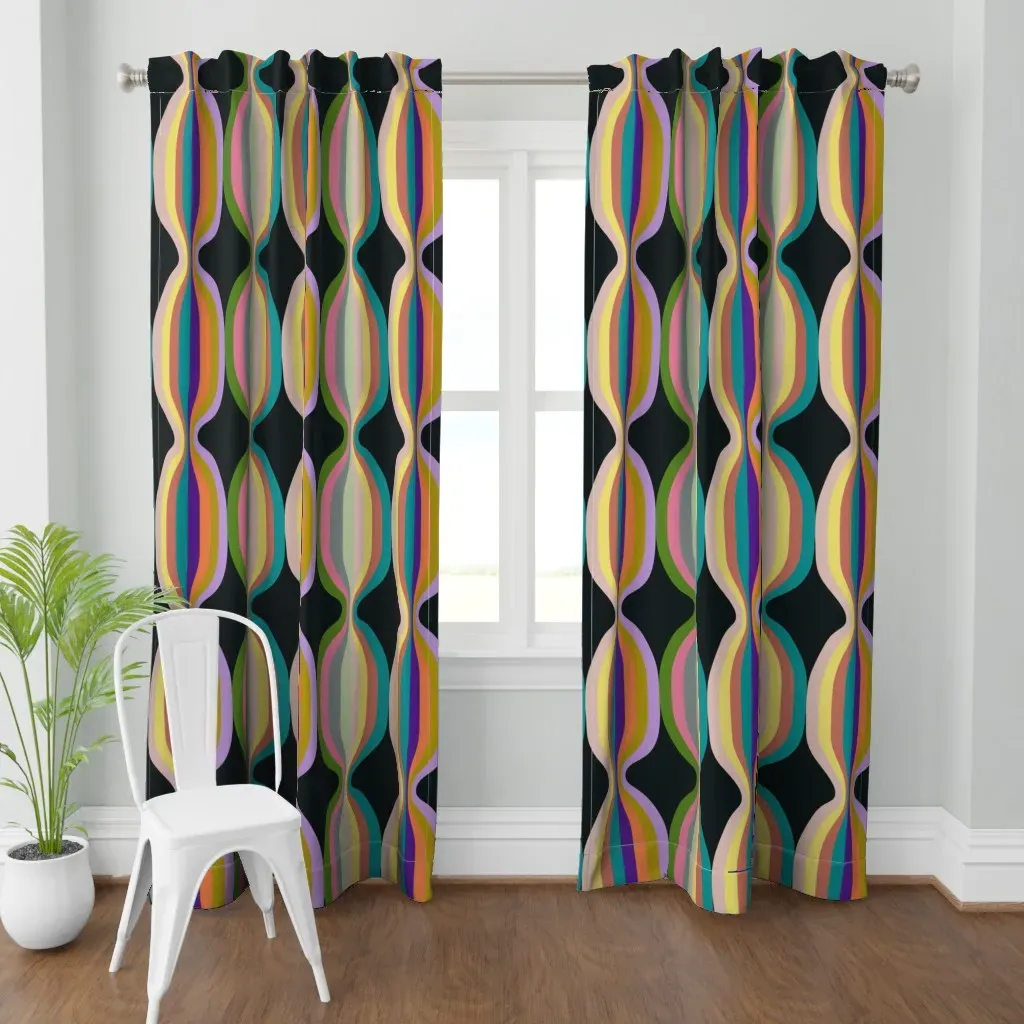 Inflated Stripes Medium Curtain Panel - Mustard Yellow product