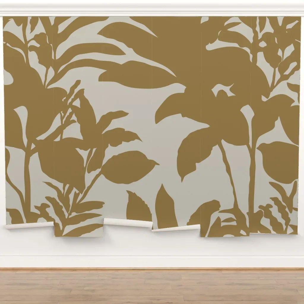 Inflorescence Botanical Silhouettes Peel and Stick Wall Mural - Golden Ochre product