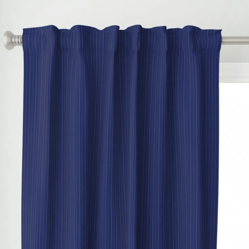 Ink Blue Pin Stripe Curtain Panel - Dark Blue alternate view