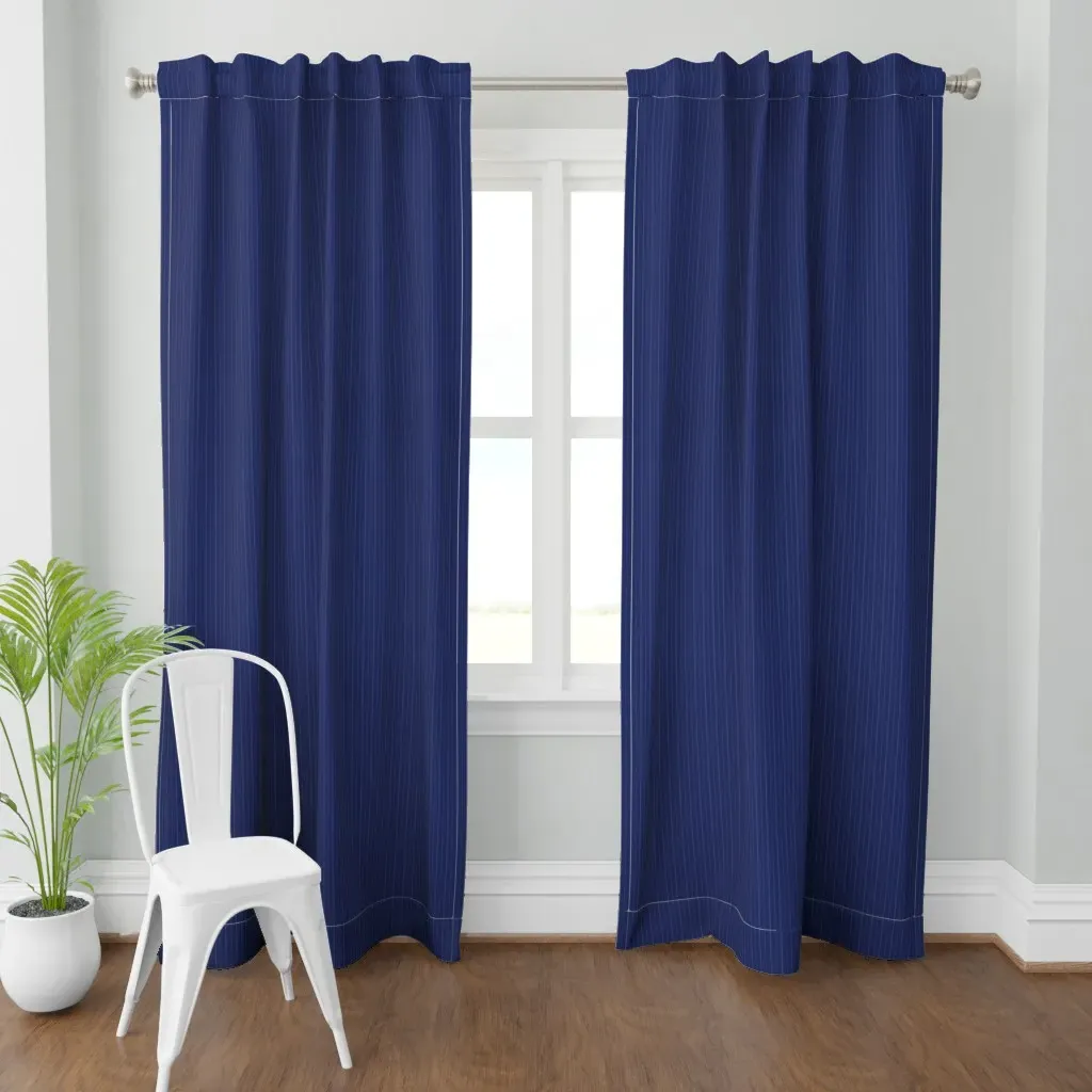 Ink Blue Pin Stripe Curtain Panel - Dark Blue product