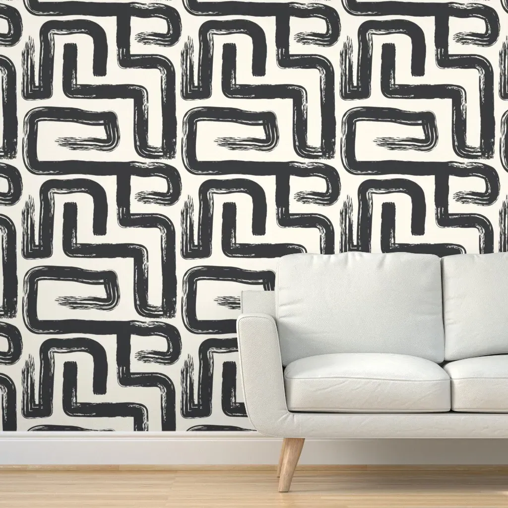 Ink Brushstroke Abstract Peel and Stick Wallpaper - Dark Gray product