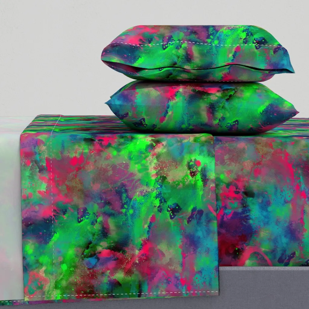 Ink Explosion Neon Night King Size Sheet Set - Bright Pink product
