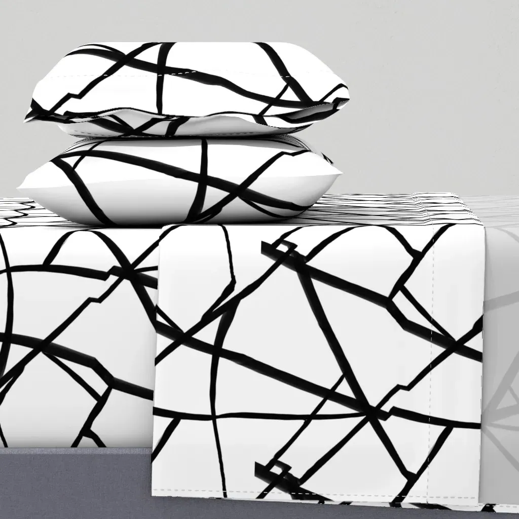 Ink Ribbons Lines Linear Queen Sheet Set - Black product