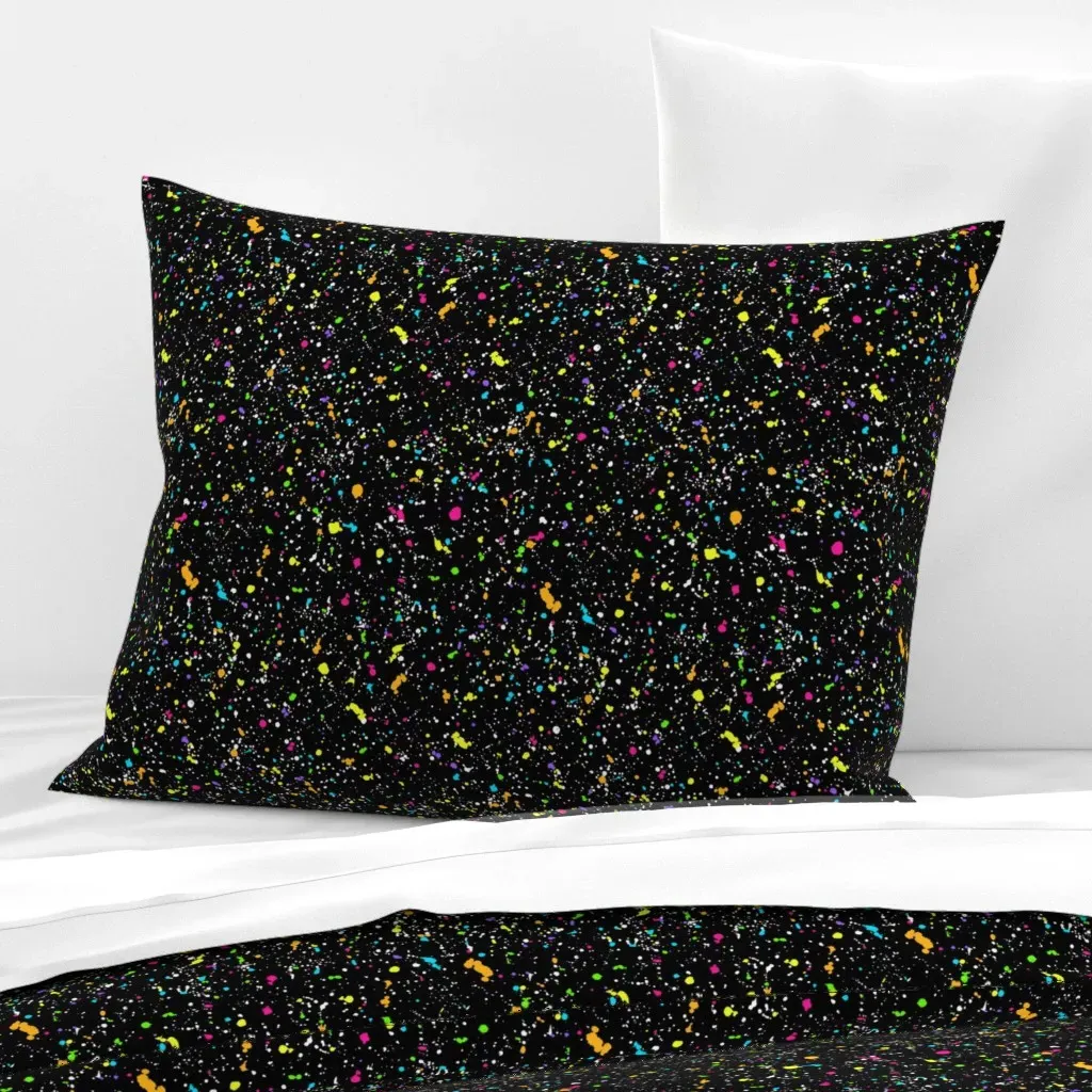 Ink Splat Dark Wide Standard Knife Edge Cushion Cover - Black, Cotton Sateen product