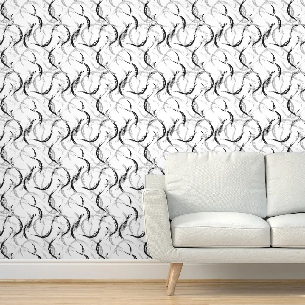 Ink Stroke Peel and Stick Wallpaper - Black product