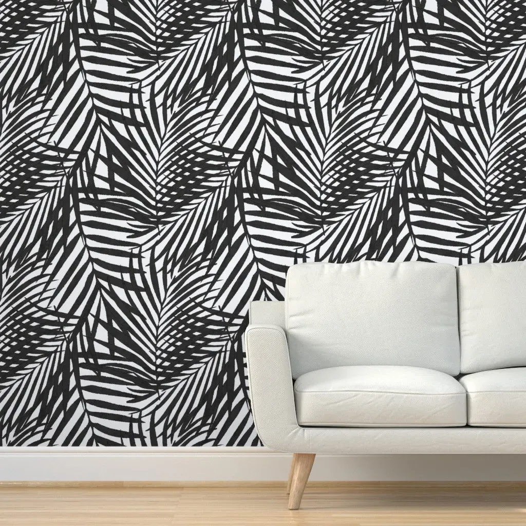 Ink Watercolor Fronds Peel and Stick Wallpaper - Black product