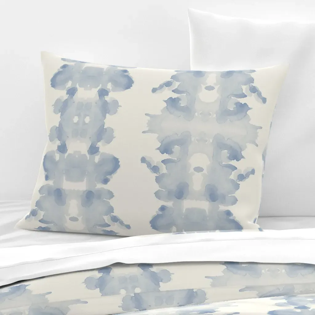 Inkblot Standard Knife Edge Cushion Cover - Dusty Blue, Cotton Sateen product