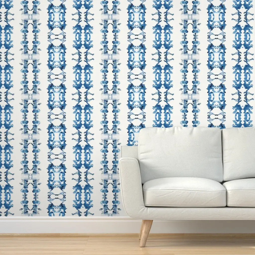 Inkblot Stripe Peel and Stick Wallpaper - Indigo product
