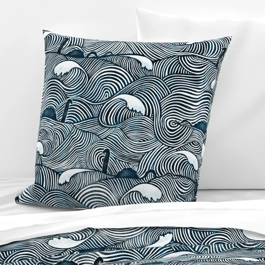 Inked Nessie Loch Ness Monster Euro Pillow Sham - White product