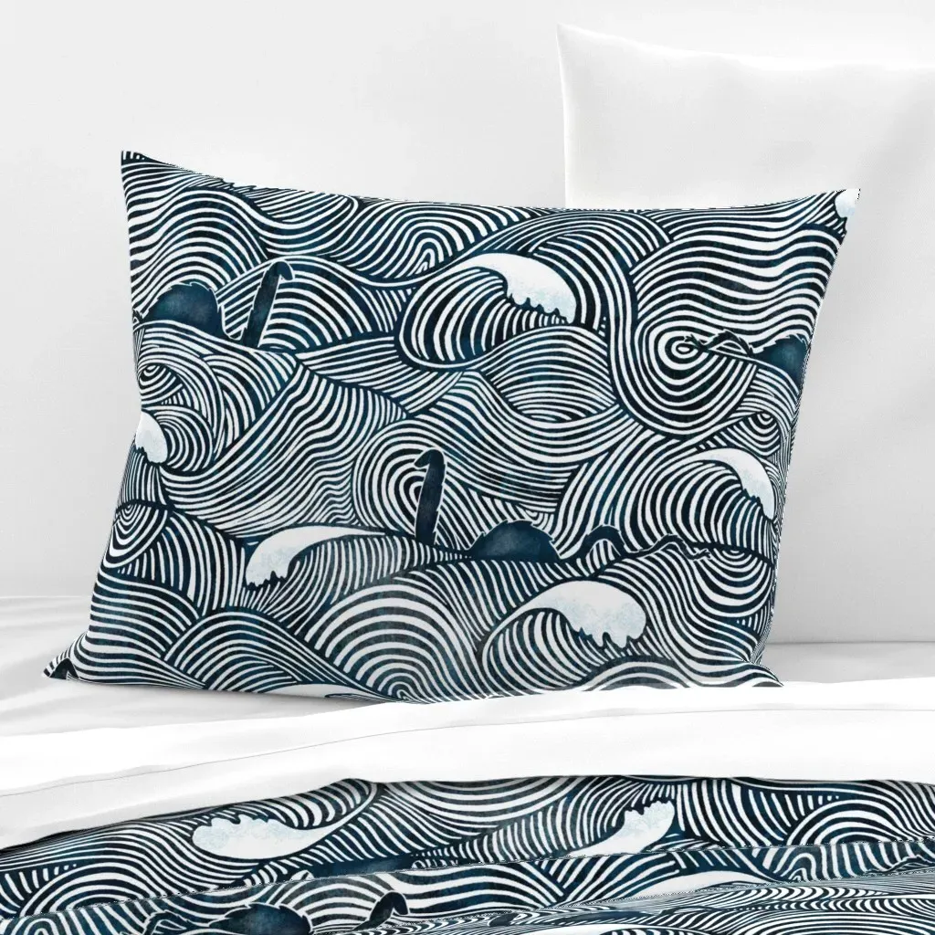 Inked Nessie Loch Ness Monster Standard Cushion - White, Cotton Sateen product