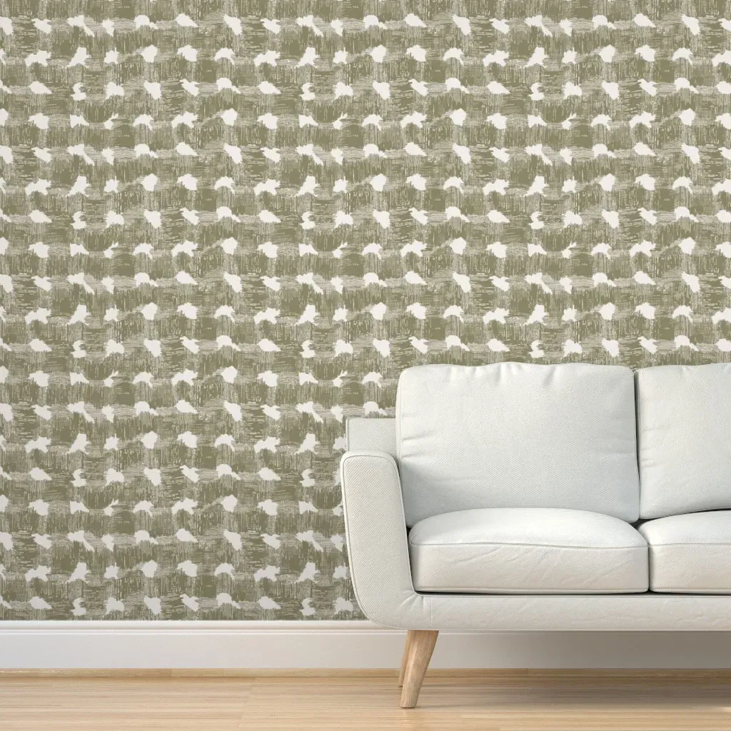 Inner Calm Woven Waves Peel and Stick Wallpaper - Olive Green product